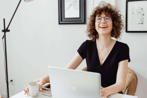 young woman in an online therapy session in new jersey