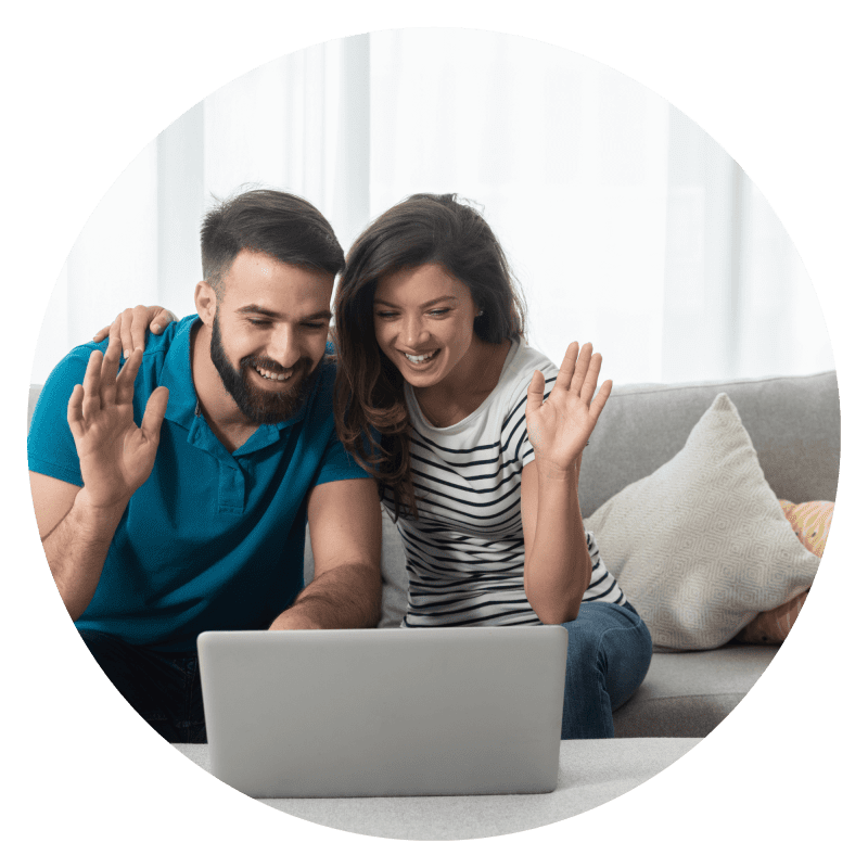 Happy couple in online Emotion-focused therapy session in NJ