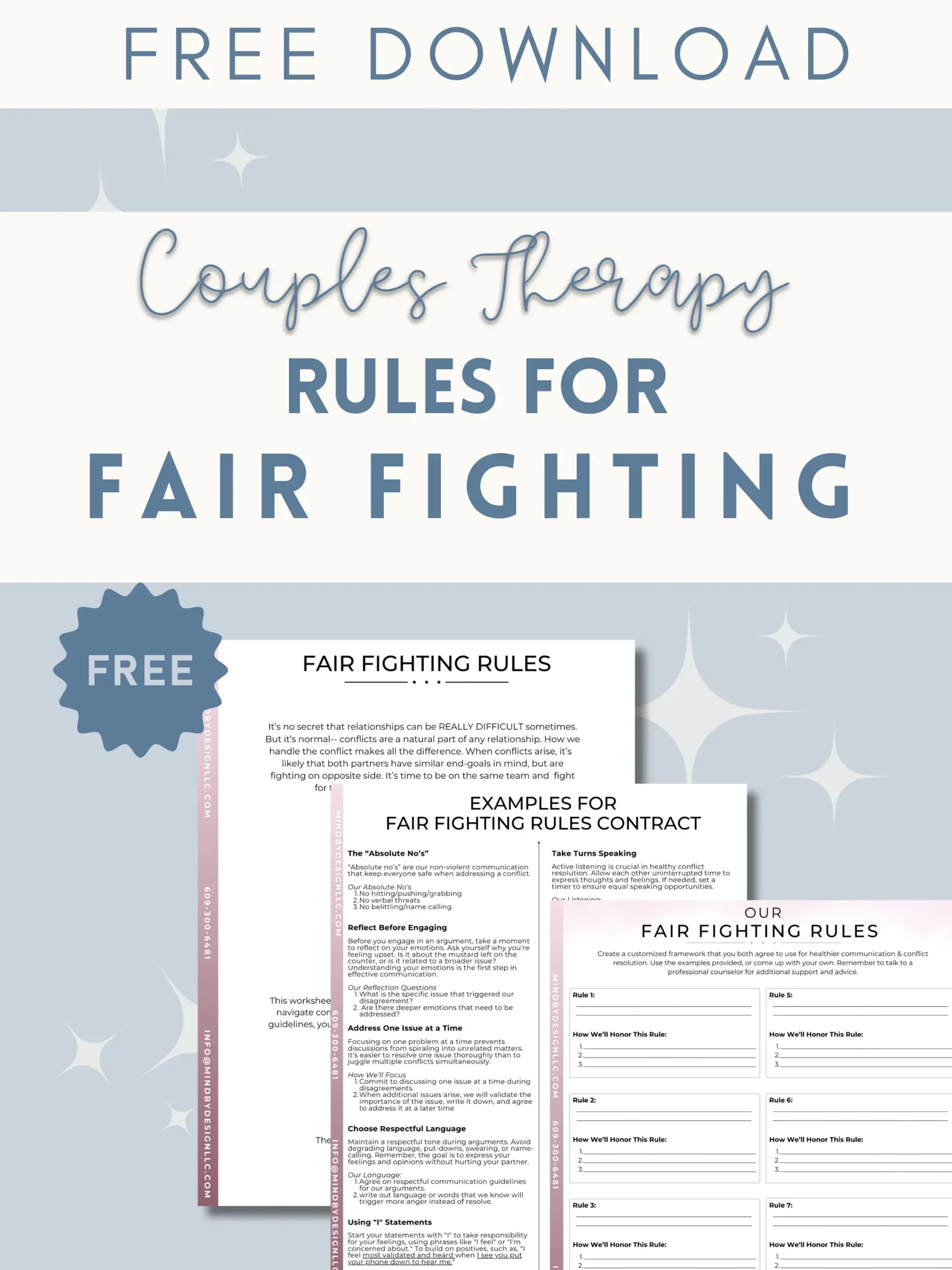 Fair Fighting Rules- Couples Counseling Therapy worksheet