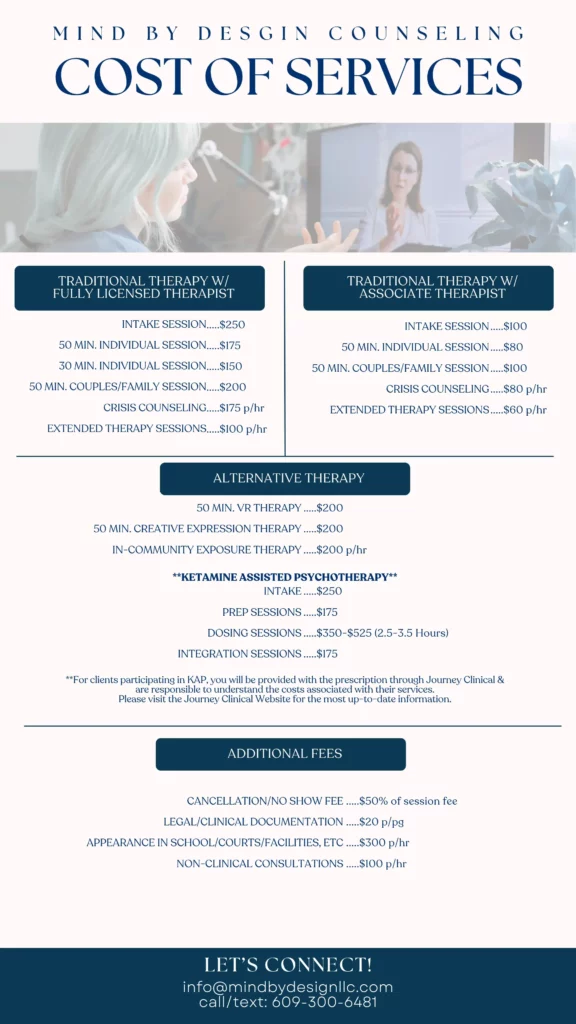 Therapy Online NJ Cost of Services 2025 insurance information